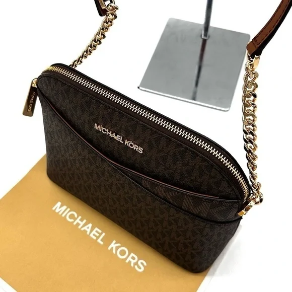 Michael Kors JST Medium Dome Crossbody & Large Trifold Wallet Brown (NWT) - Picture 6 of 13